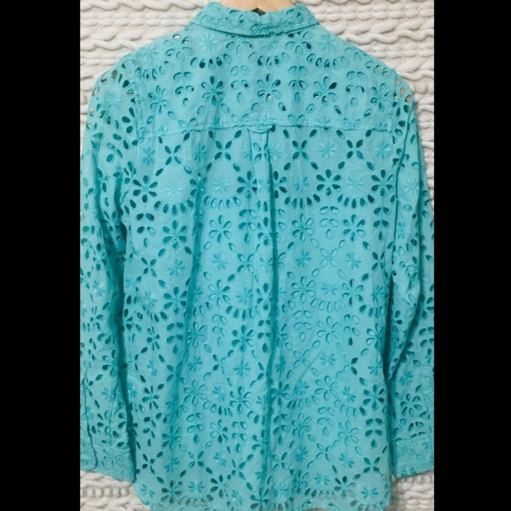 EUC J. Crew Eyelet Button Down Blouse